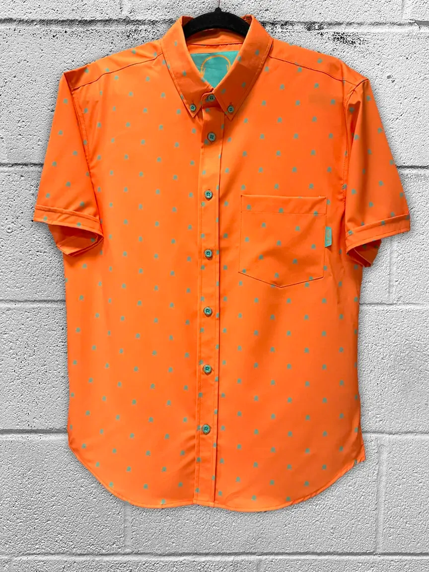 ESSENTIAL INFINITY SKULL TANGERINE BUTTON UP