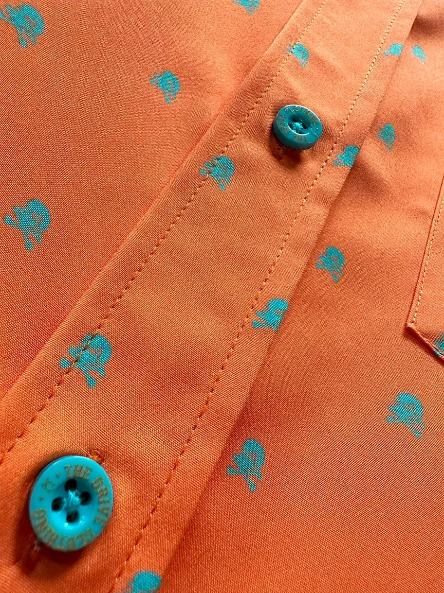 ESSENTIAL INFINITY SKULL TANGERINE BUTTON UP