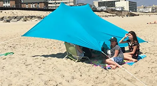 eZthings UV Light Sun Shade Protection Beach Shelters - Lightweight Tent Canopy with Sandbag Anchors