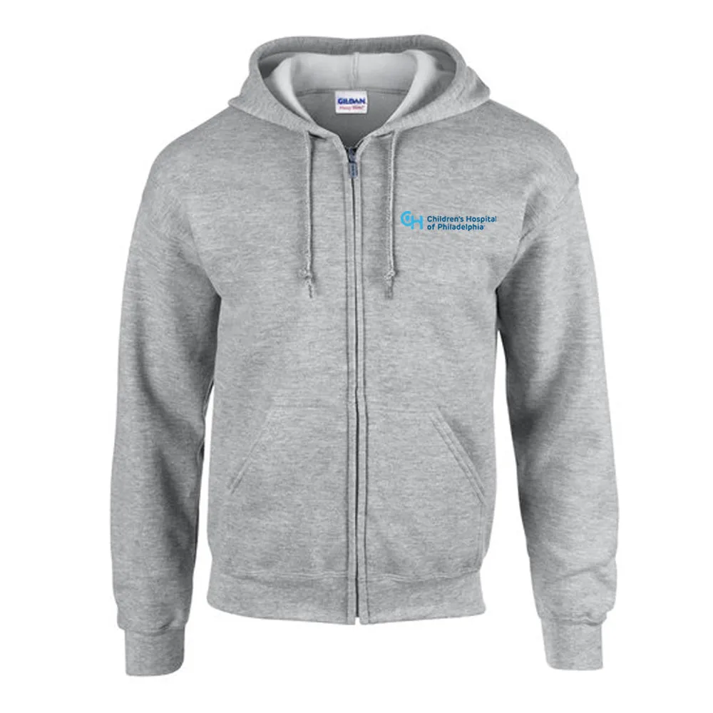 Gildan 8 oz. Full Zip Sweatshirt With Light Blue Logo