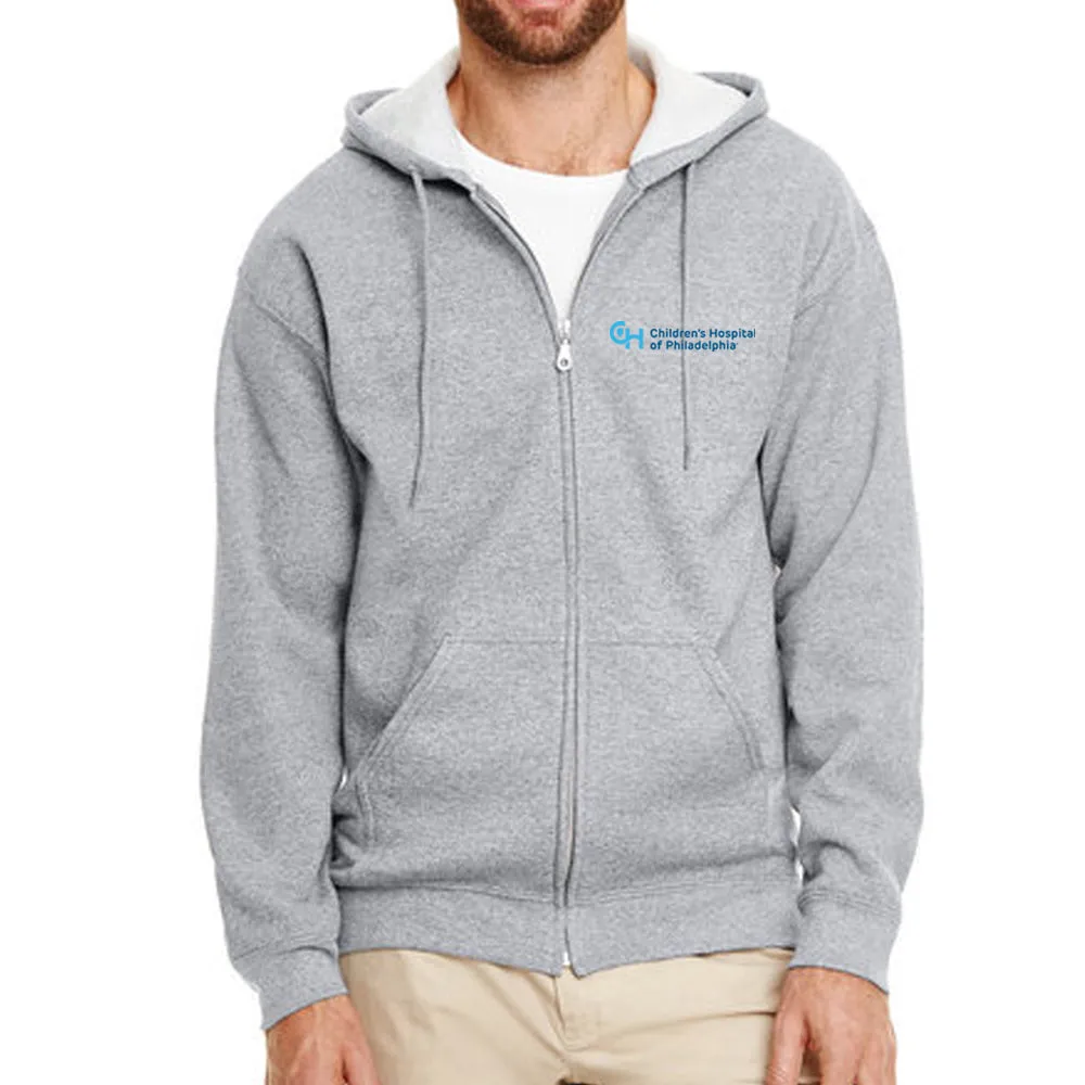 Gildan 8 oz. Full Zip Sweatshirt With Light Blue Logo