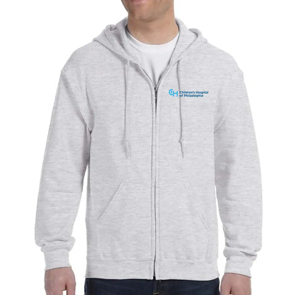 Gildan 8 oz. Full Zip Sweatshirt With Light Blue Logo