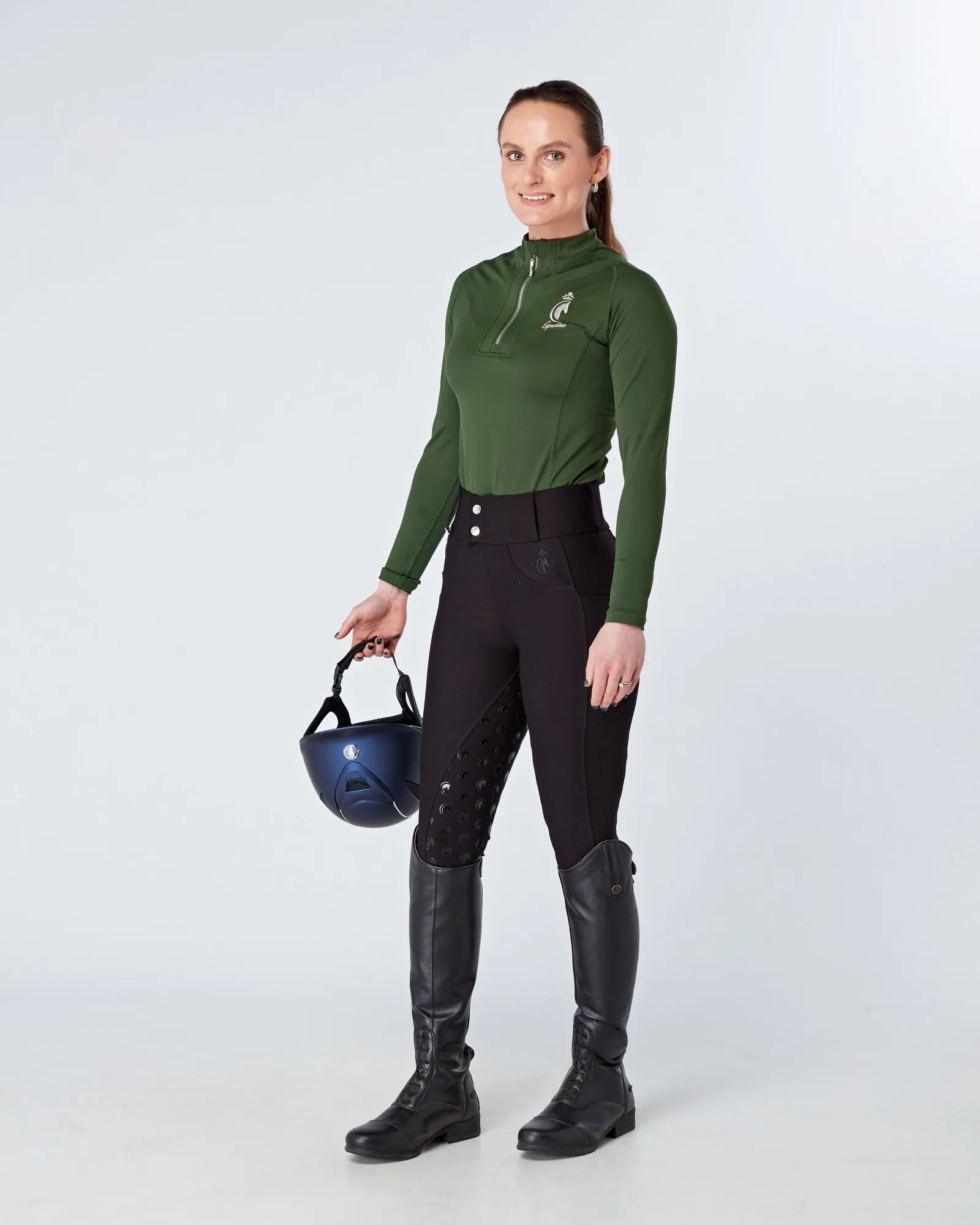 Green Equestrian Technical Base Layer - FOREST GREEN