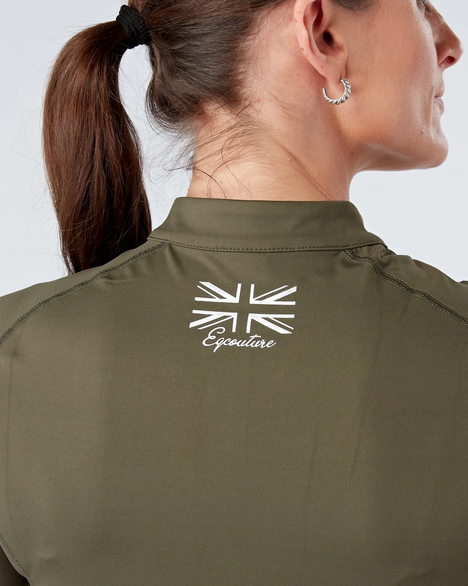 Green Equestrian Technical Base Layer - MILITARY GREEN