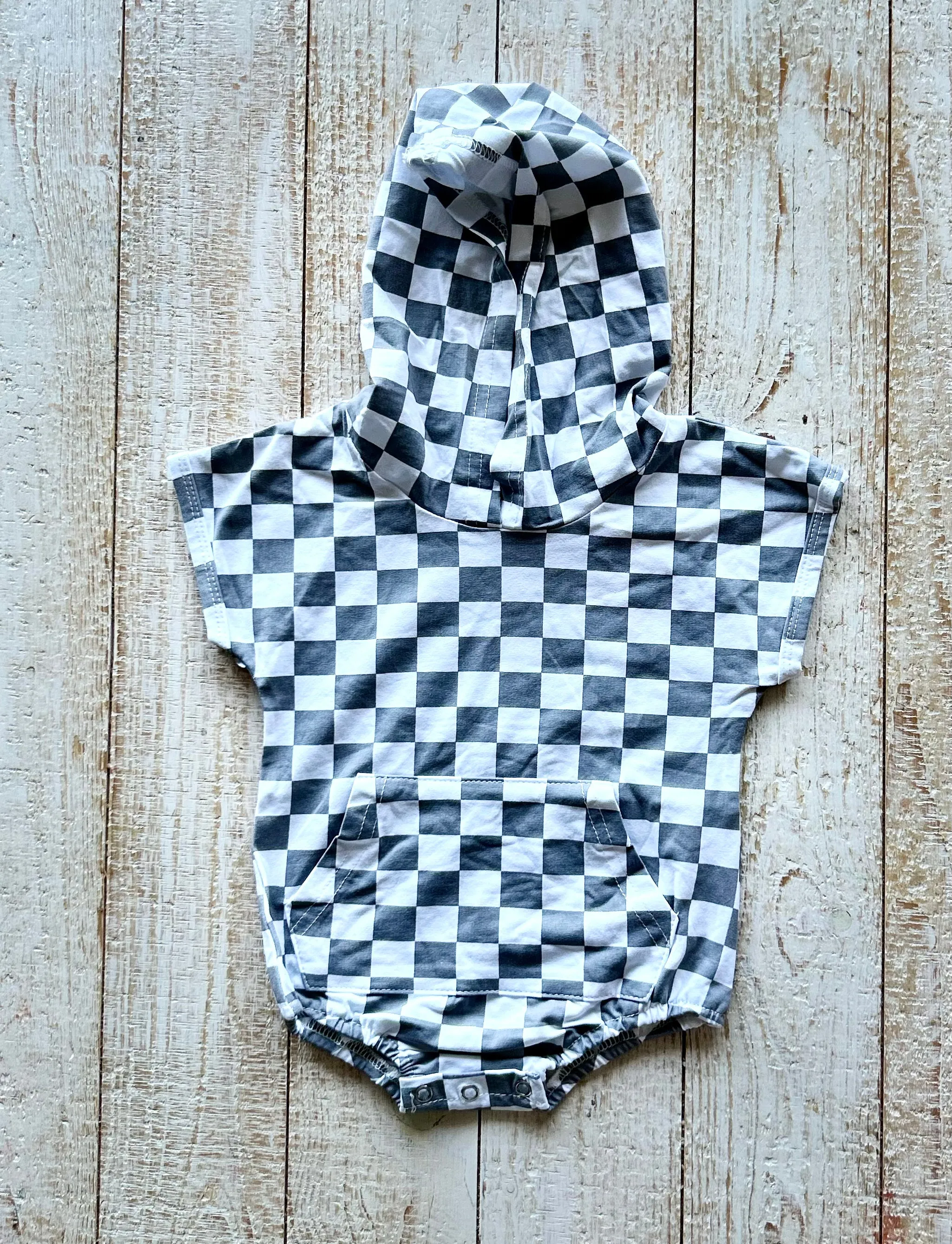 Grey Checkered Hoodie Onesie