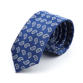 Groveland Paisley Skinny Polyester Tie, Blue / Silver