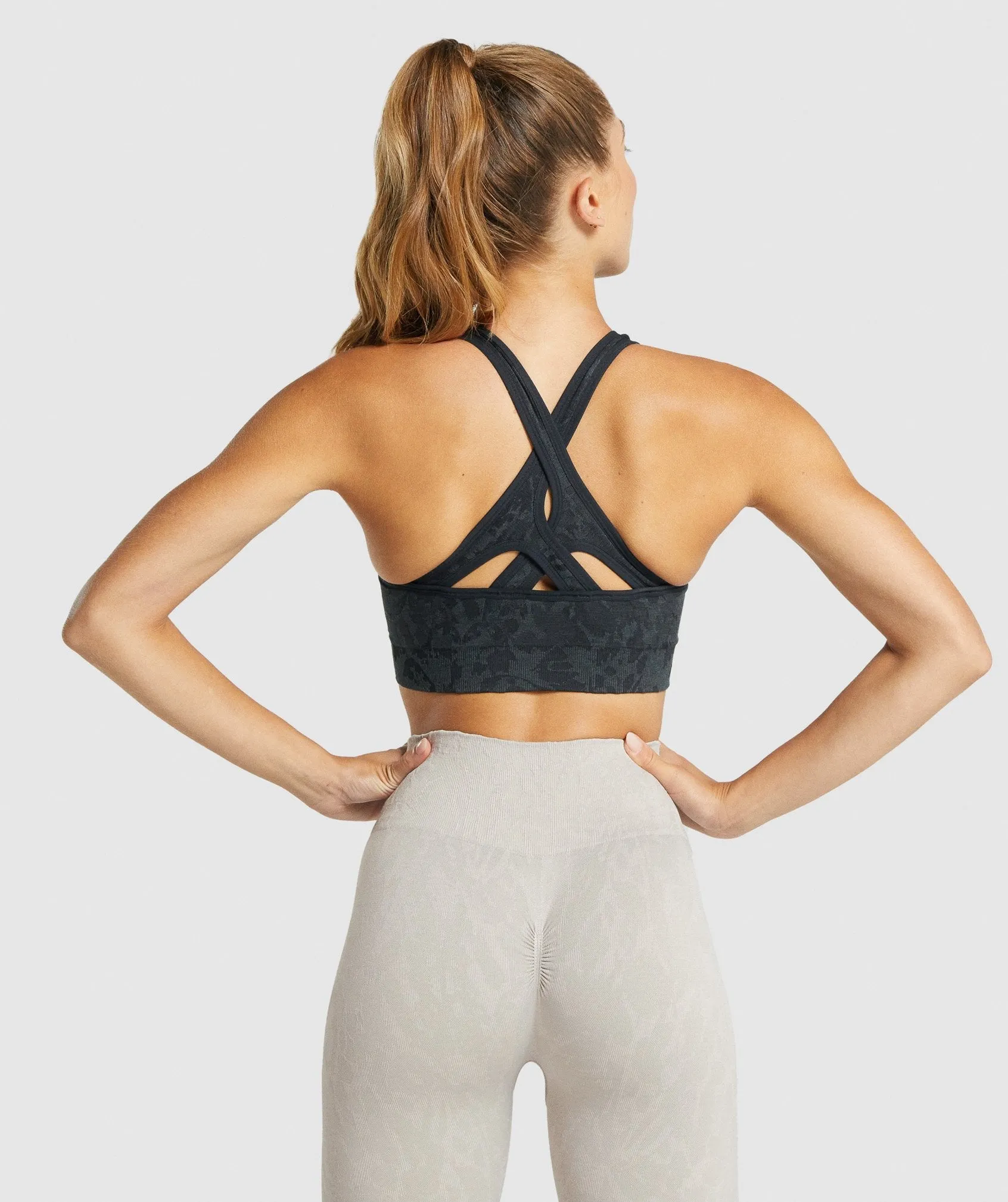 Gymshark Adapt Animal Seamless Sports Bra - Butterfly | Black