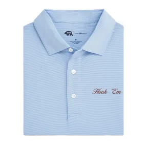 Hook 'Em Vintage Script Hairline Stripe Performance Polo - Sky