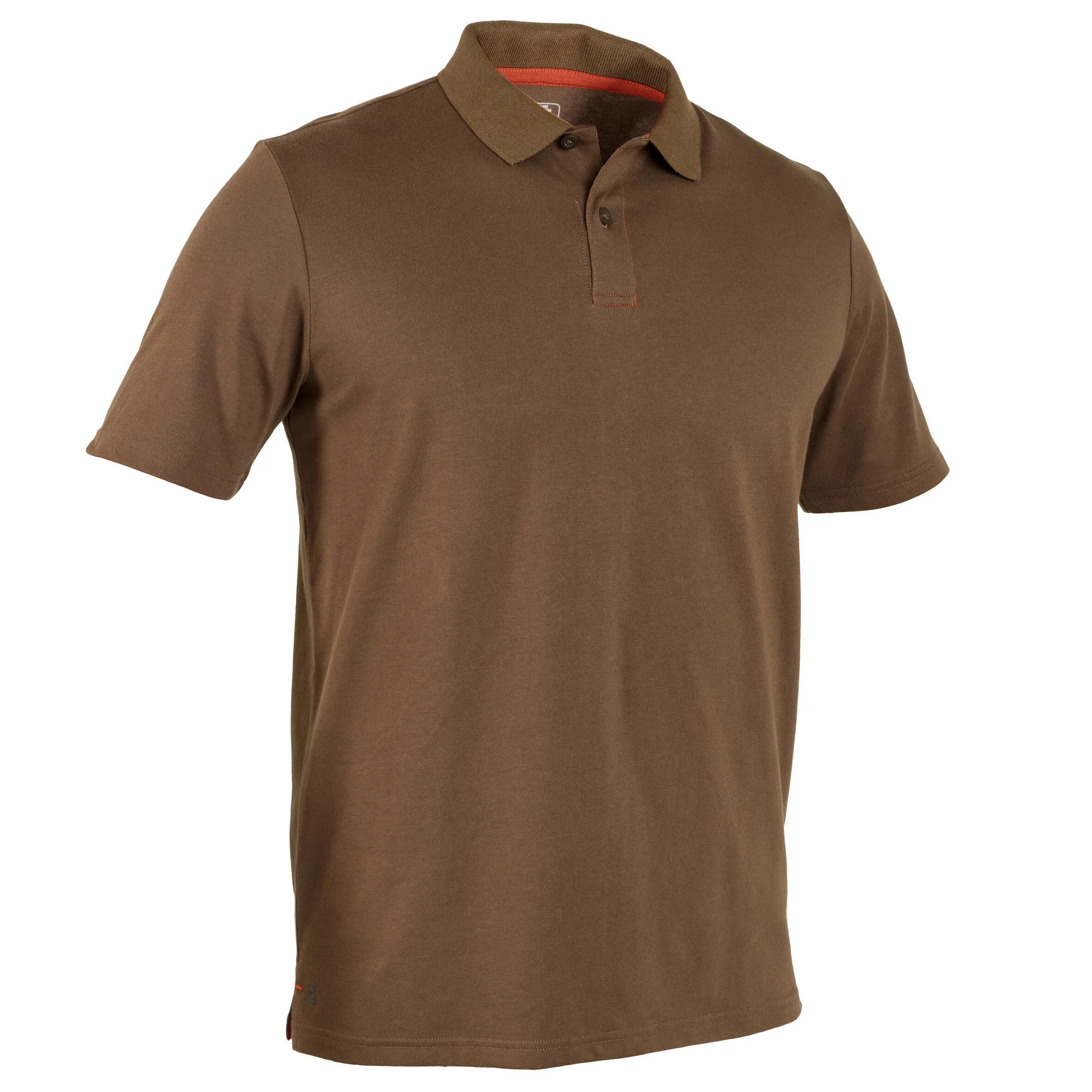 Hunting polo shirt 100 breathable brown SOLOGNAC, cocoa