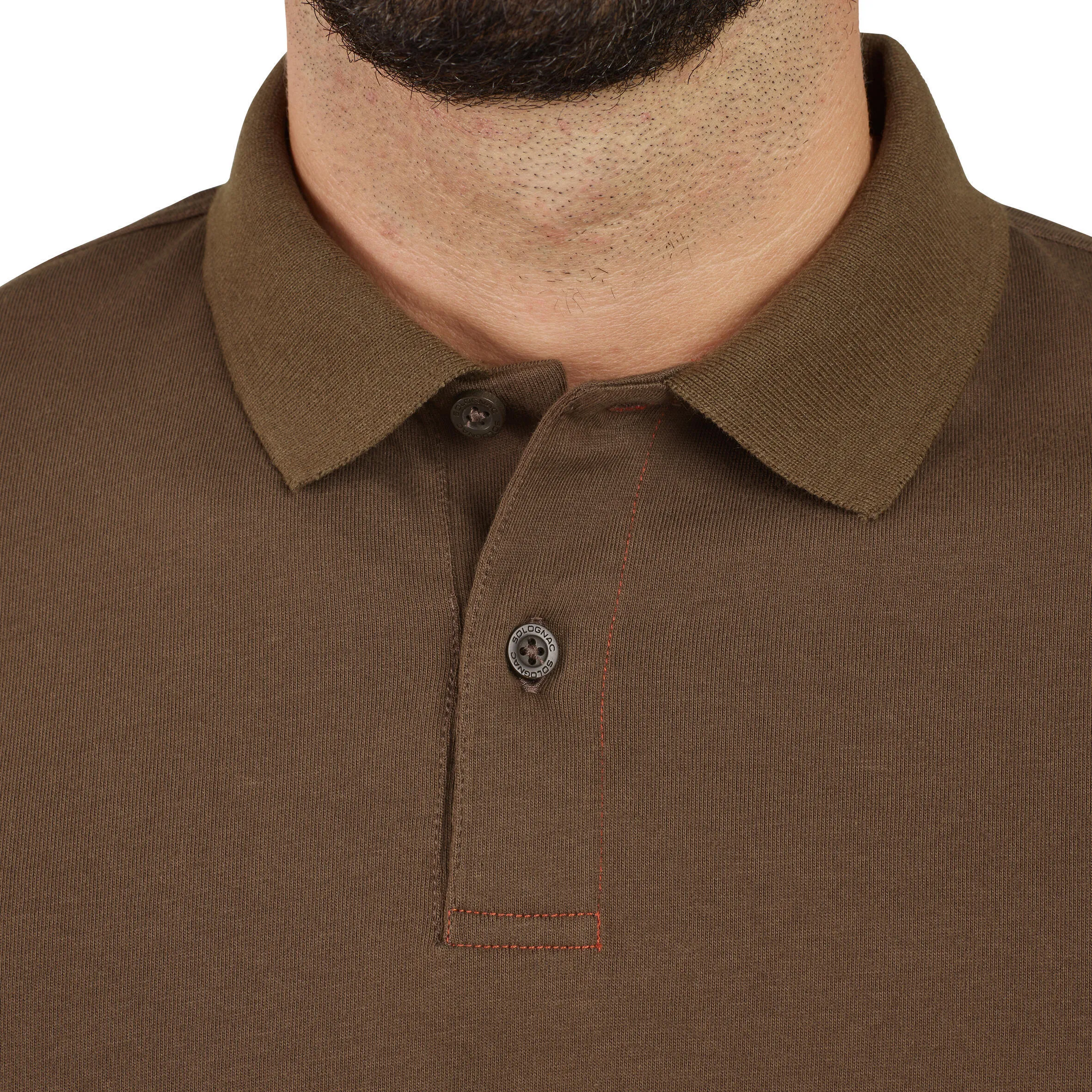 Hunting polo shirt 100 breathable brown SOLOGNAC, cocoa