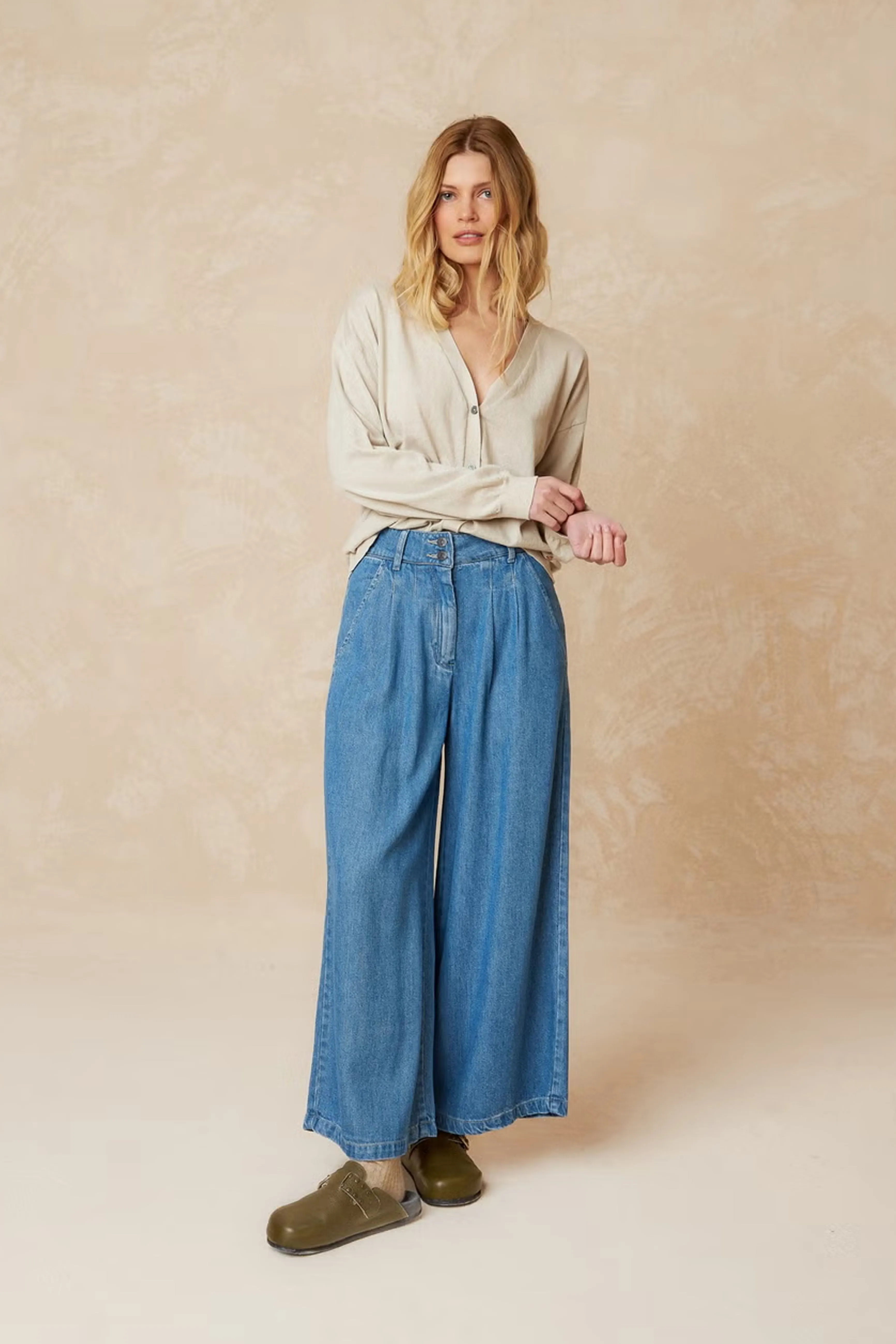 Indi & Cold Washed Effect Denim Trousers