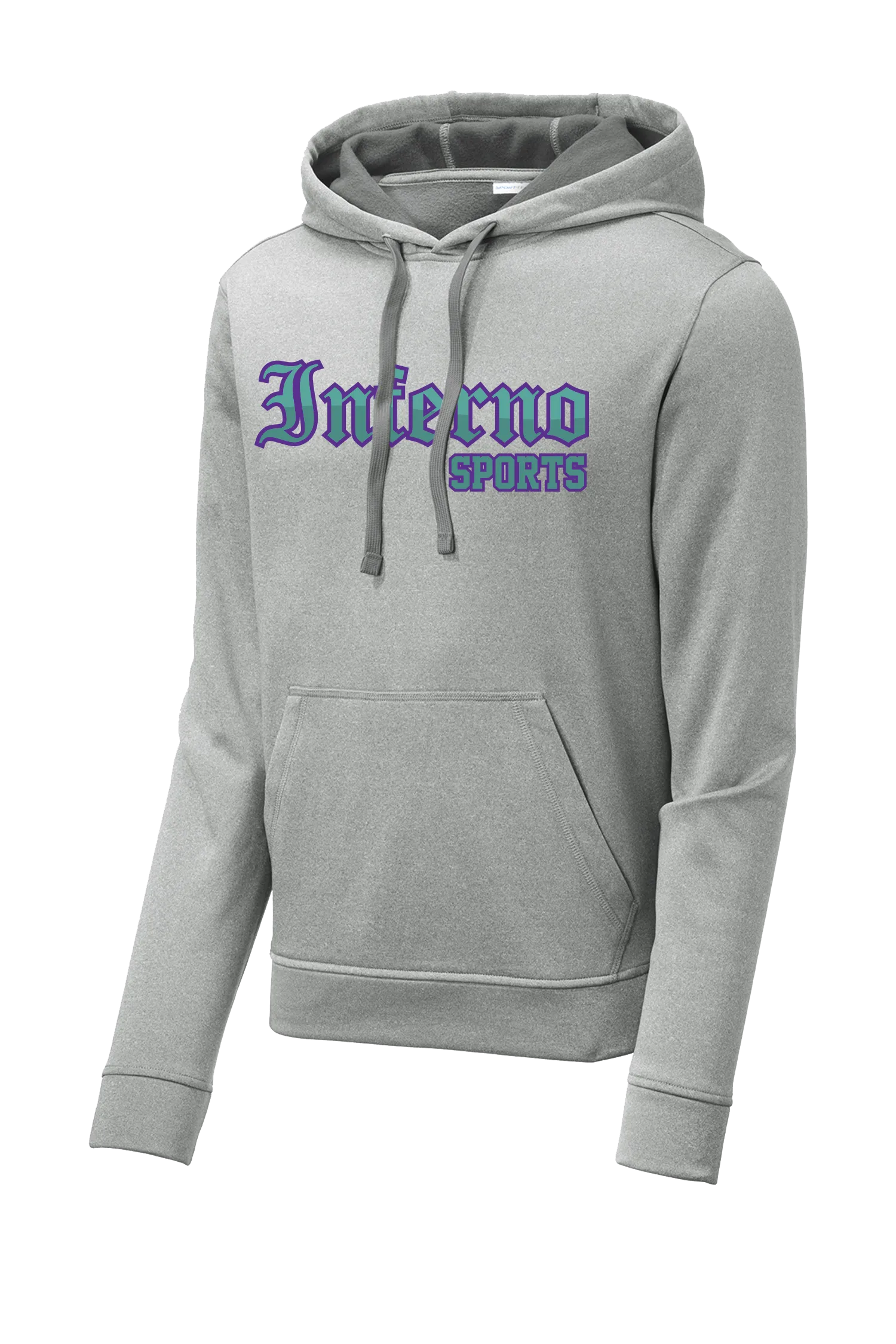 Inferno Sports Heather Fleece Hooded Pullover - Teal/Purple