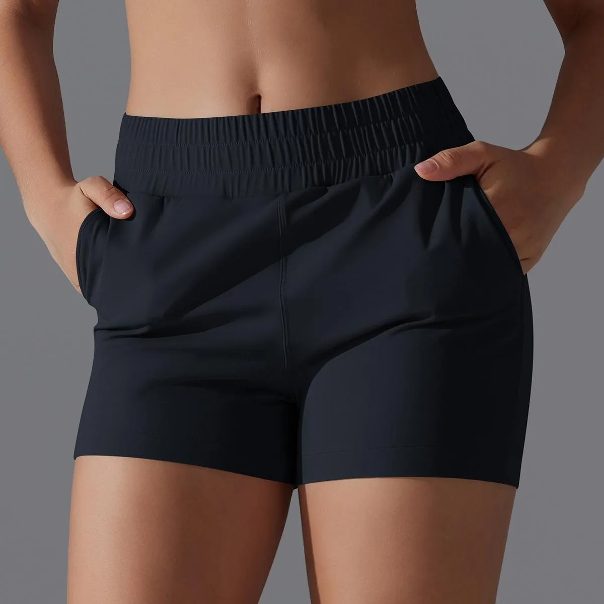 Internet Celebrity Nylon Ammonia Solid Color Pocket Tight Cycling Yoga Shorts Sports Running Fitness Casual Yoga Clothes Shorts