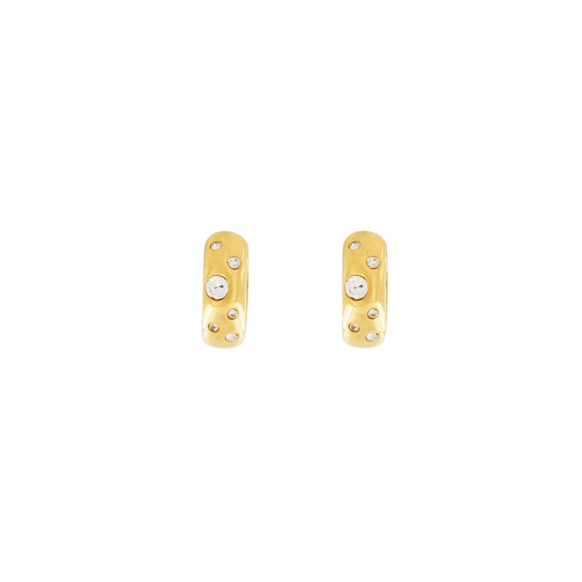 Joy Waterproof Clear CZ Huggie Earring 18K Gold Plating