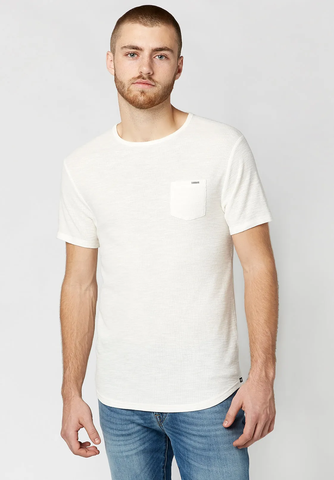 Kisory Waffle Men's T-Shirt in Off-white - BM23481