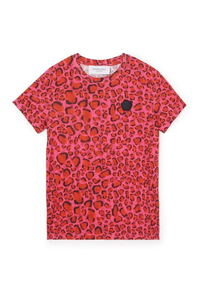 LEOPARD PRINT T-SHIRT - RED