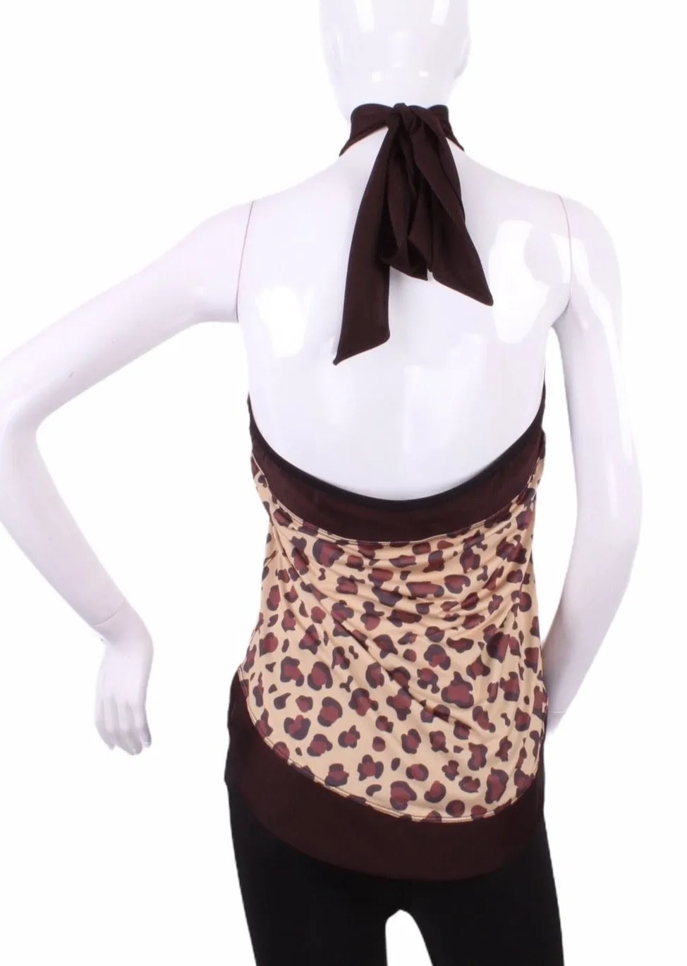 Limited Leopard Halter Top   Brown Trim