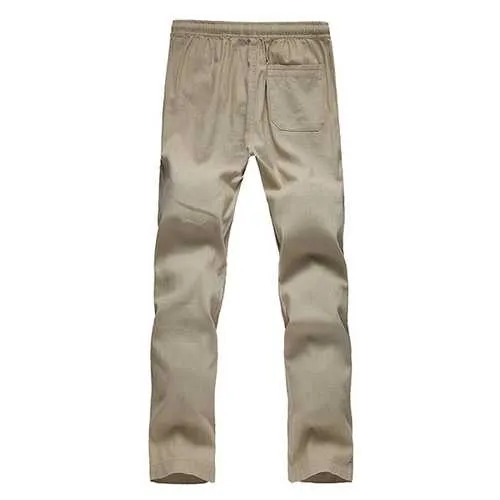 Loose Linen Trousers Pure Color Soft Flax Long Pants