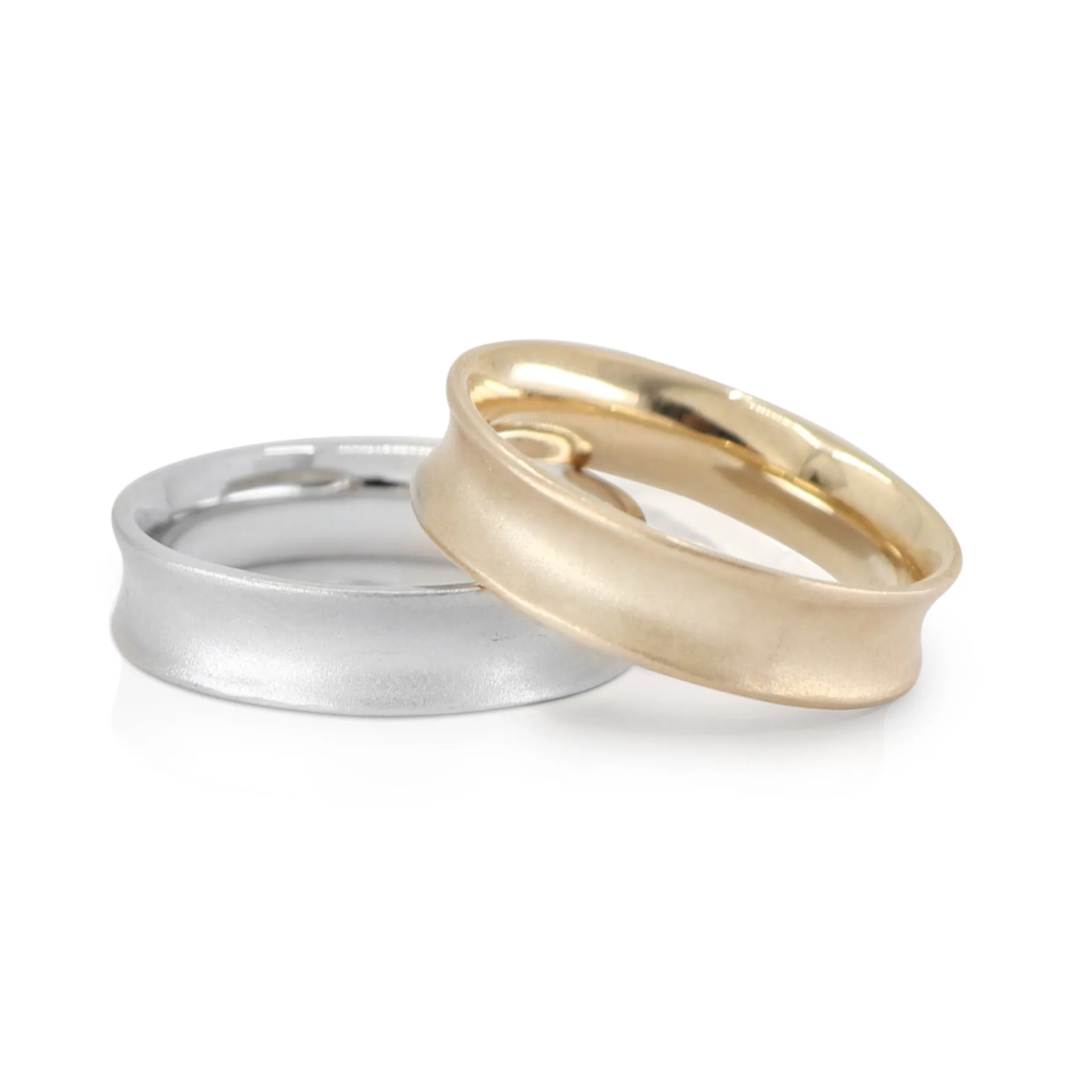 Mens Concave Wedding Band Yellow Gold