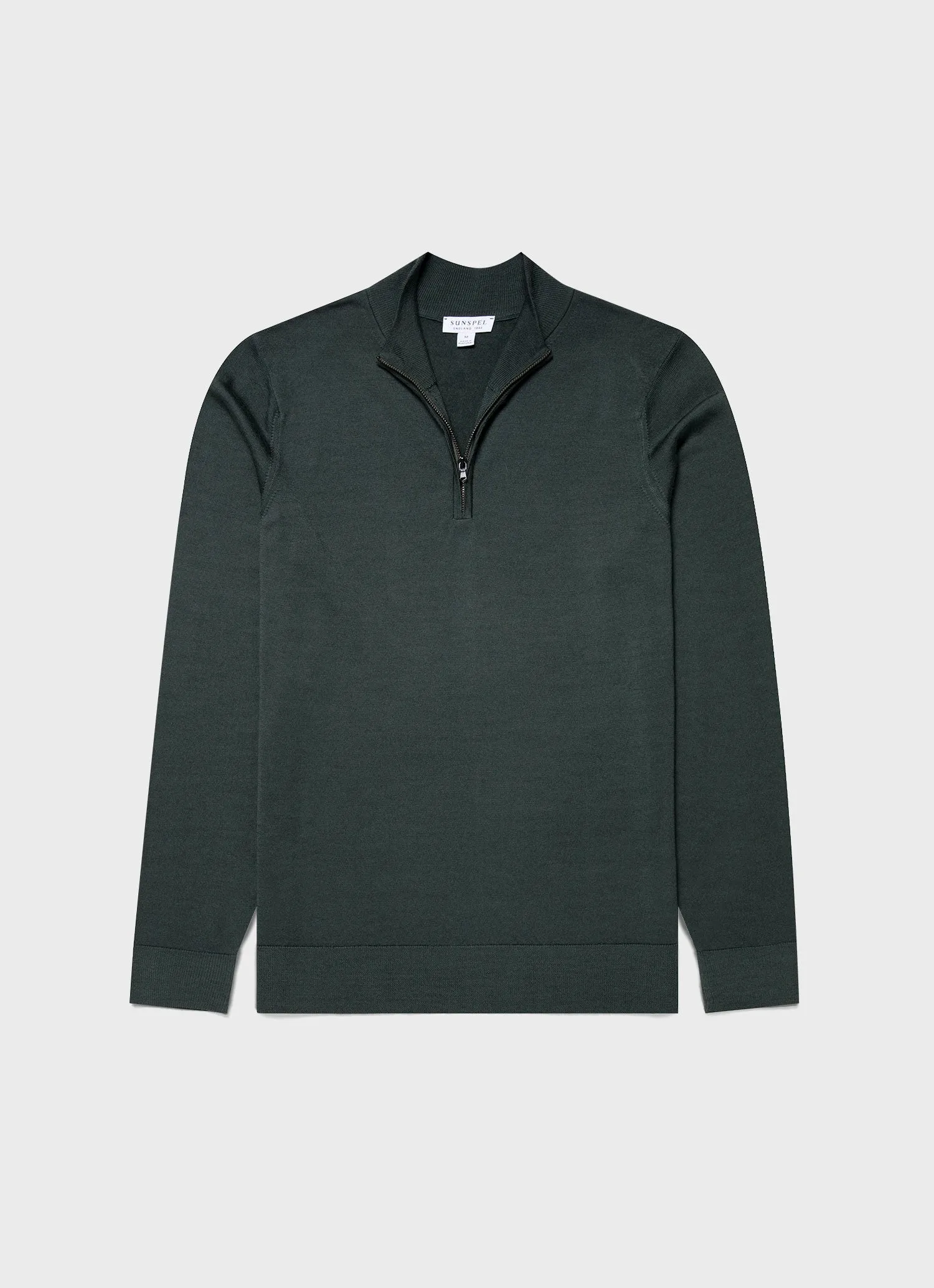 Men's Extra-Fine Merino Zip Neck in Drill Green