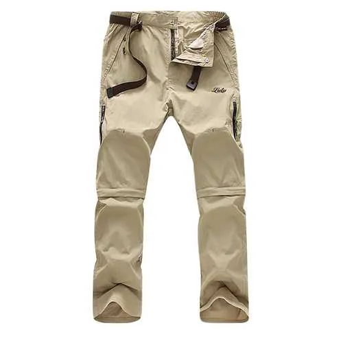 Men's Summer Outdoors Quick Drying Pants Pure Color Detachable Resistant Sun Trousers