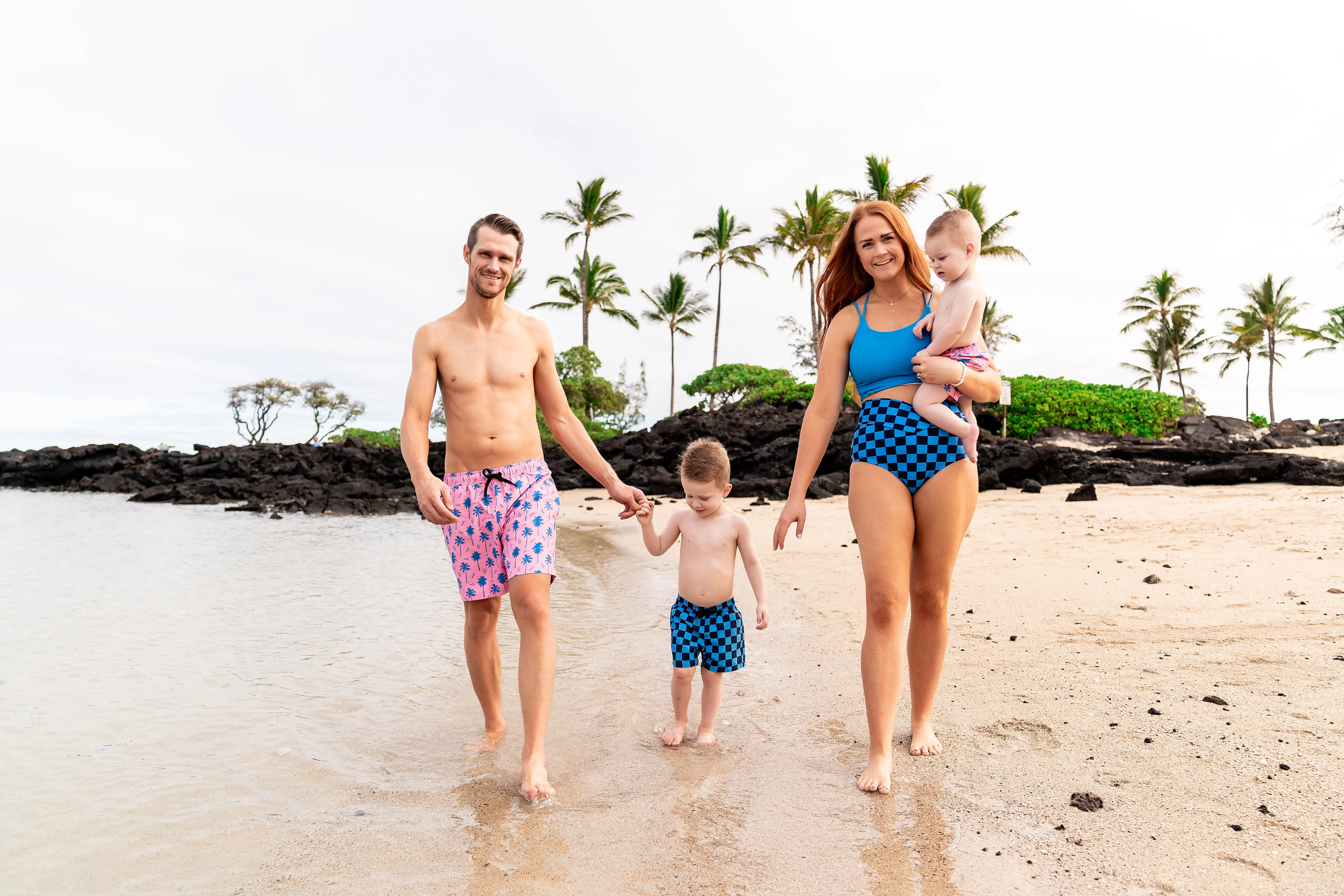 Mini Hang Ten Shorts | Coral Crush Palm Tree