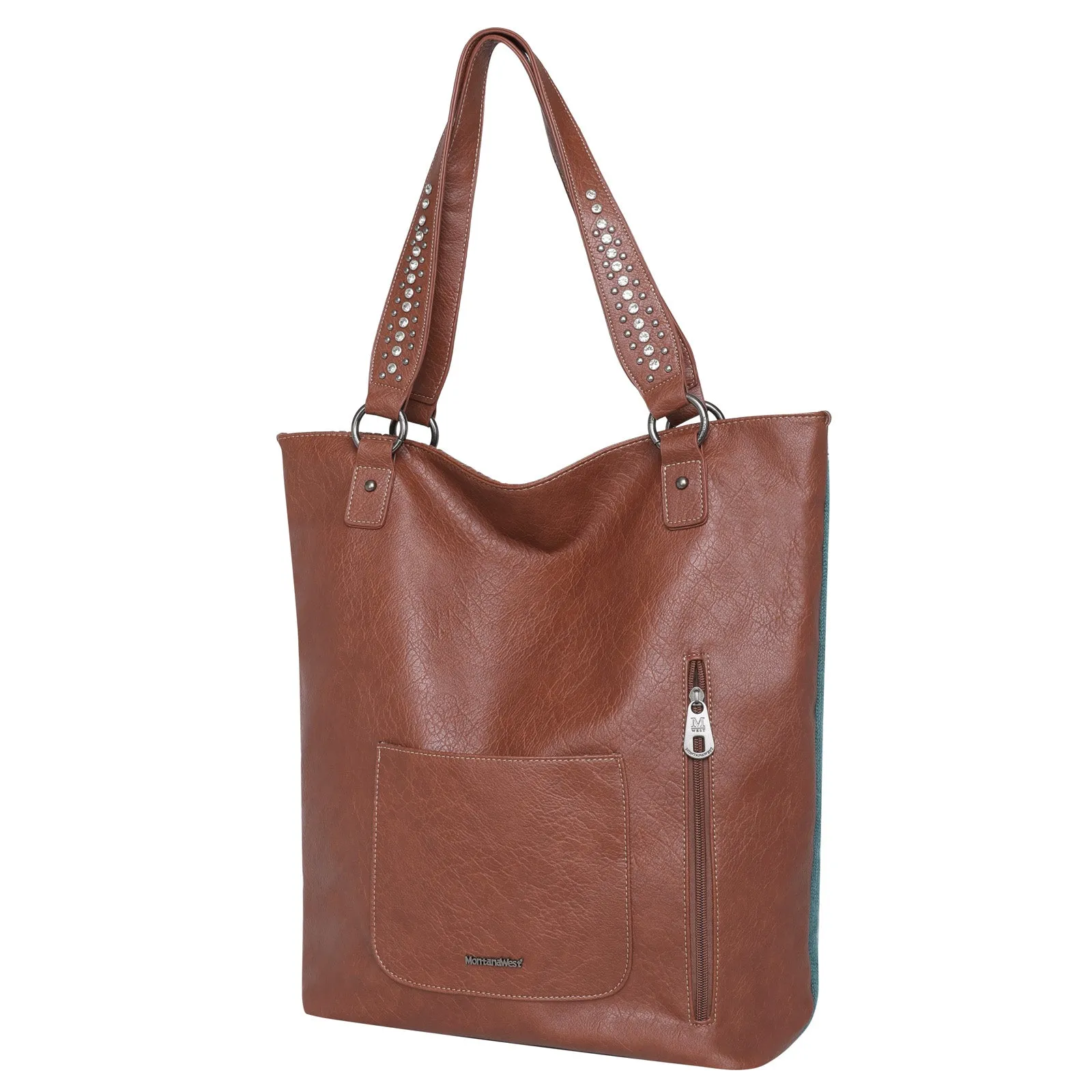 MW1073G-8113 Montana West Aztec Collection Concealed Carry Oversized Tote - Brown