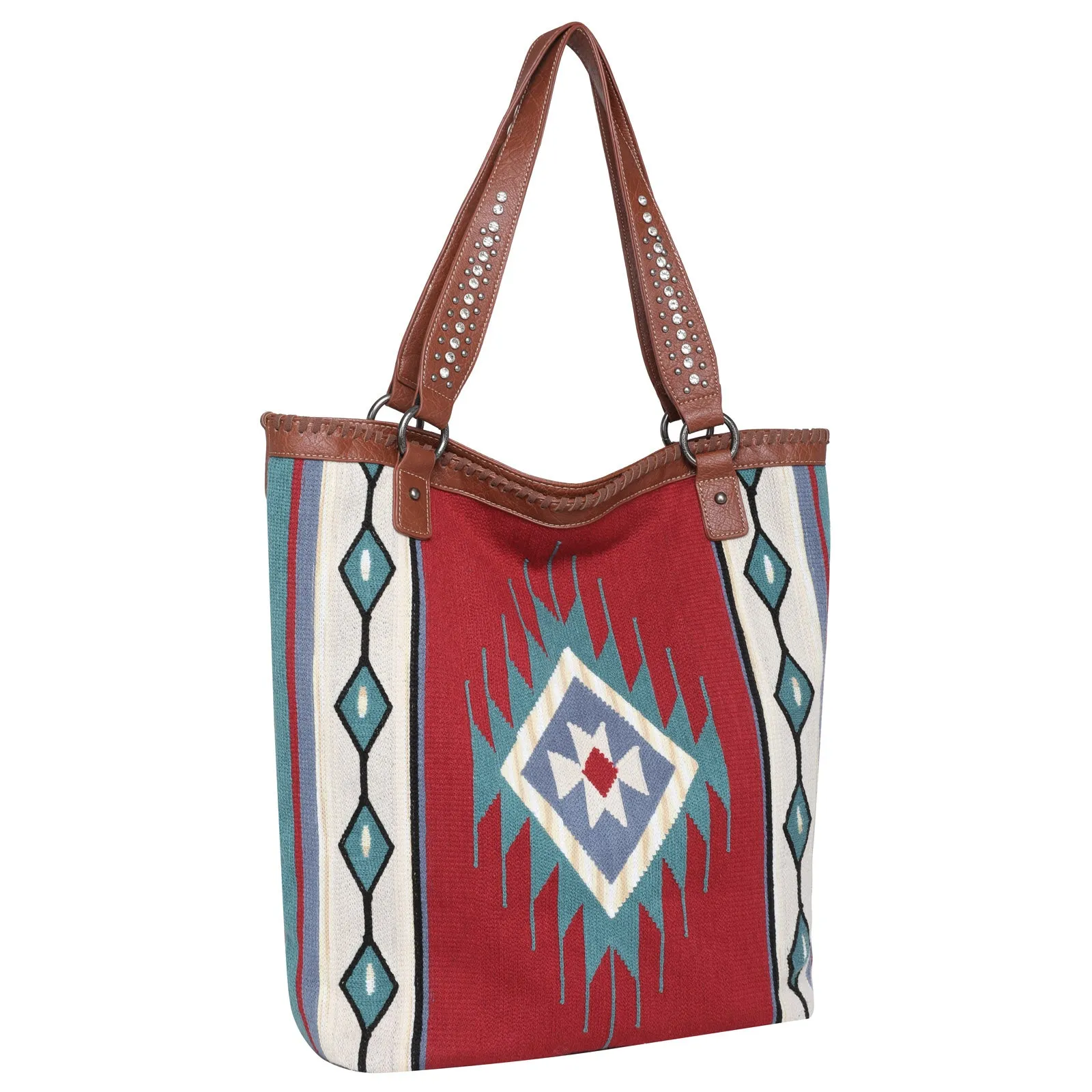 MW1073G-8113 Montana West Aztec Collection Concealed Carry Oversized Tote - Brown