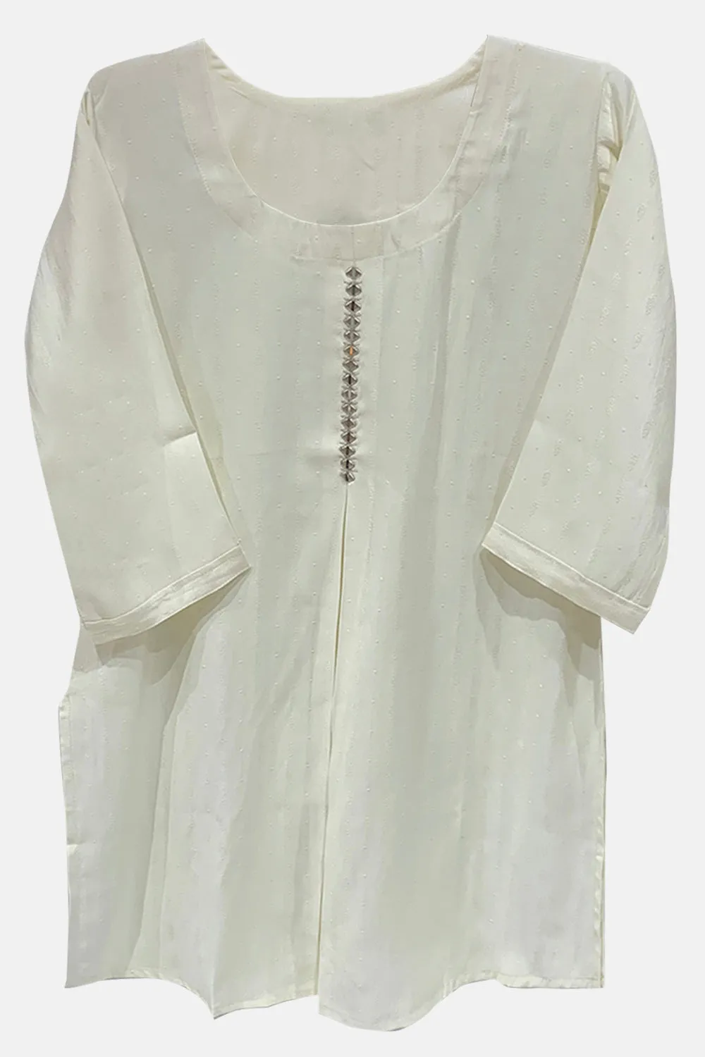 Mythri Women's Top with U-neck 3/4th Sleeves - White - E020