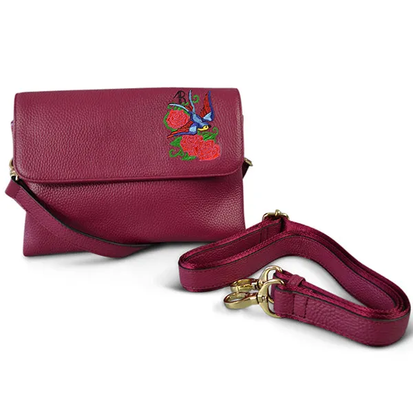 NAMBUCCA - Addison Road - Magenta Pebbled Leather Fold Bag