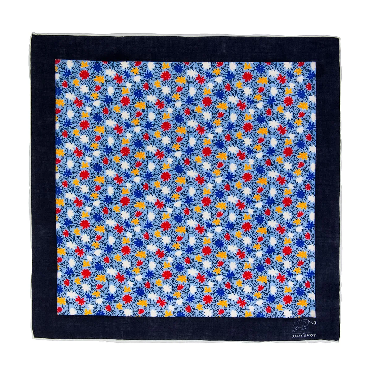 Norwalk Floral Linen Pocket Square, Light Blue / Red / White