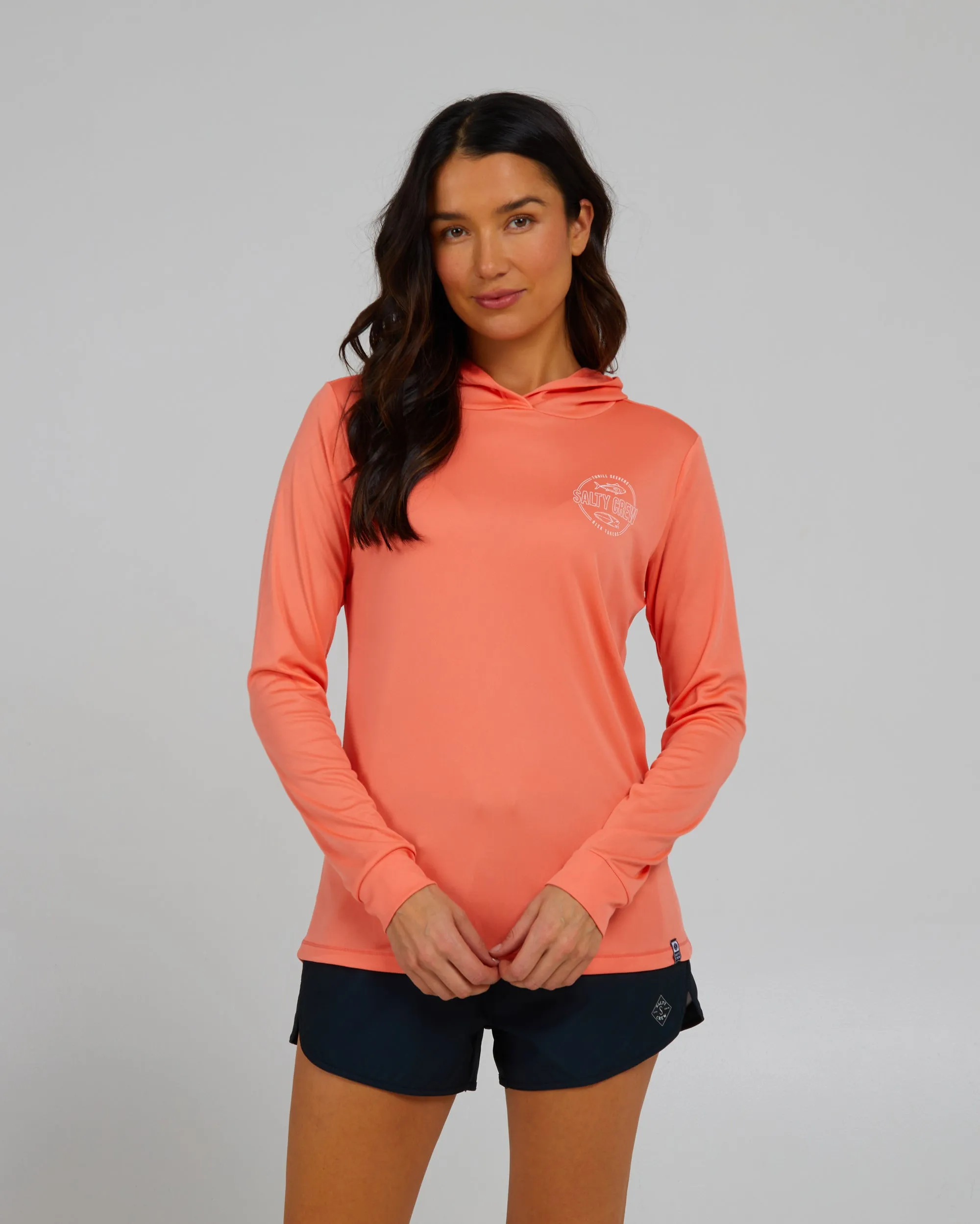 Outlined Sunrise Coral Hooded Sunshirt