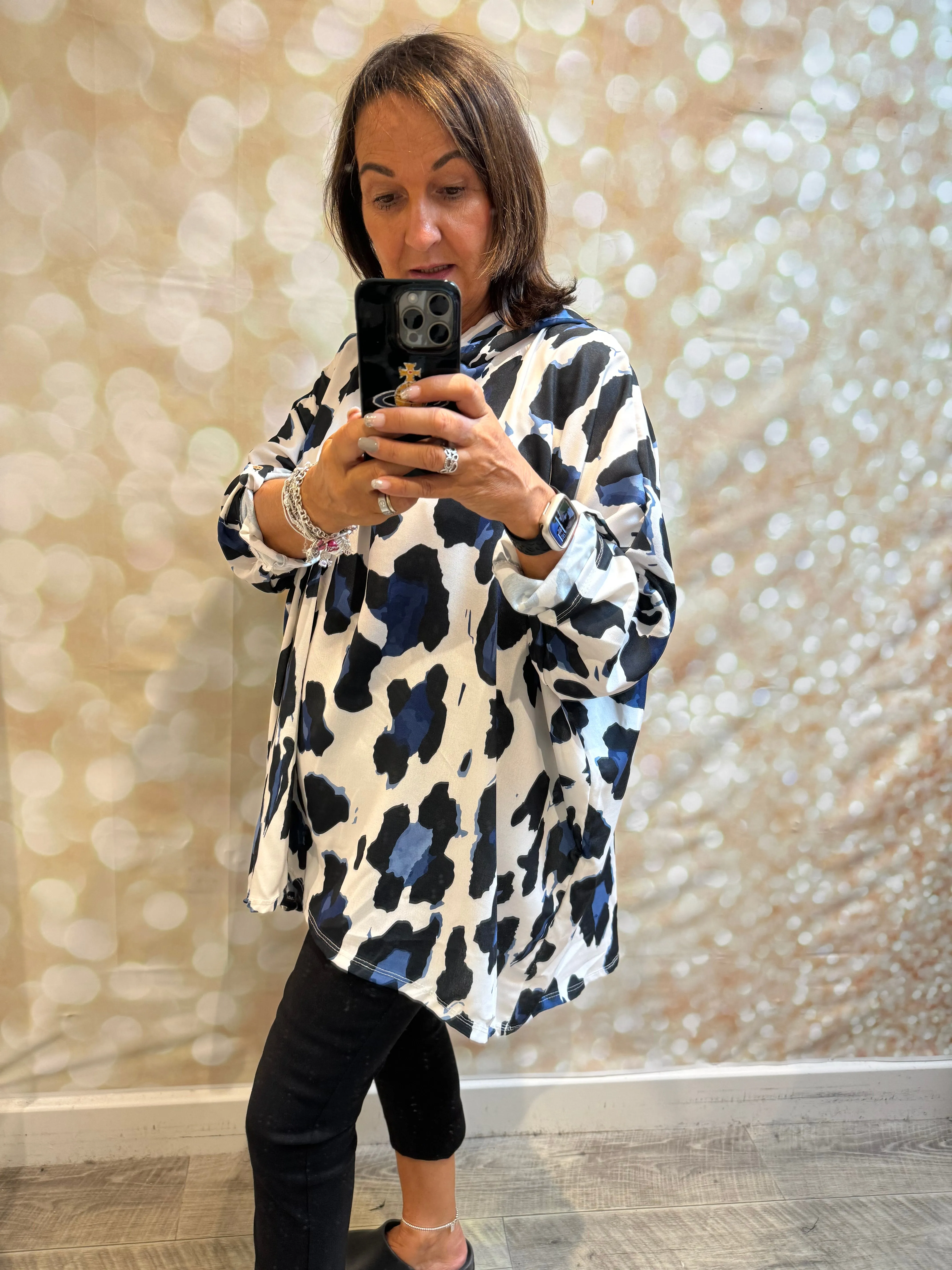 Oversized Leopard Hooded  Top