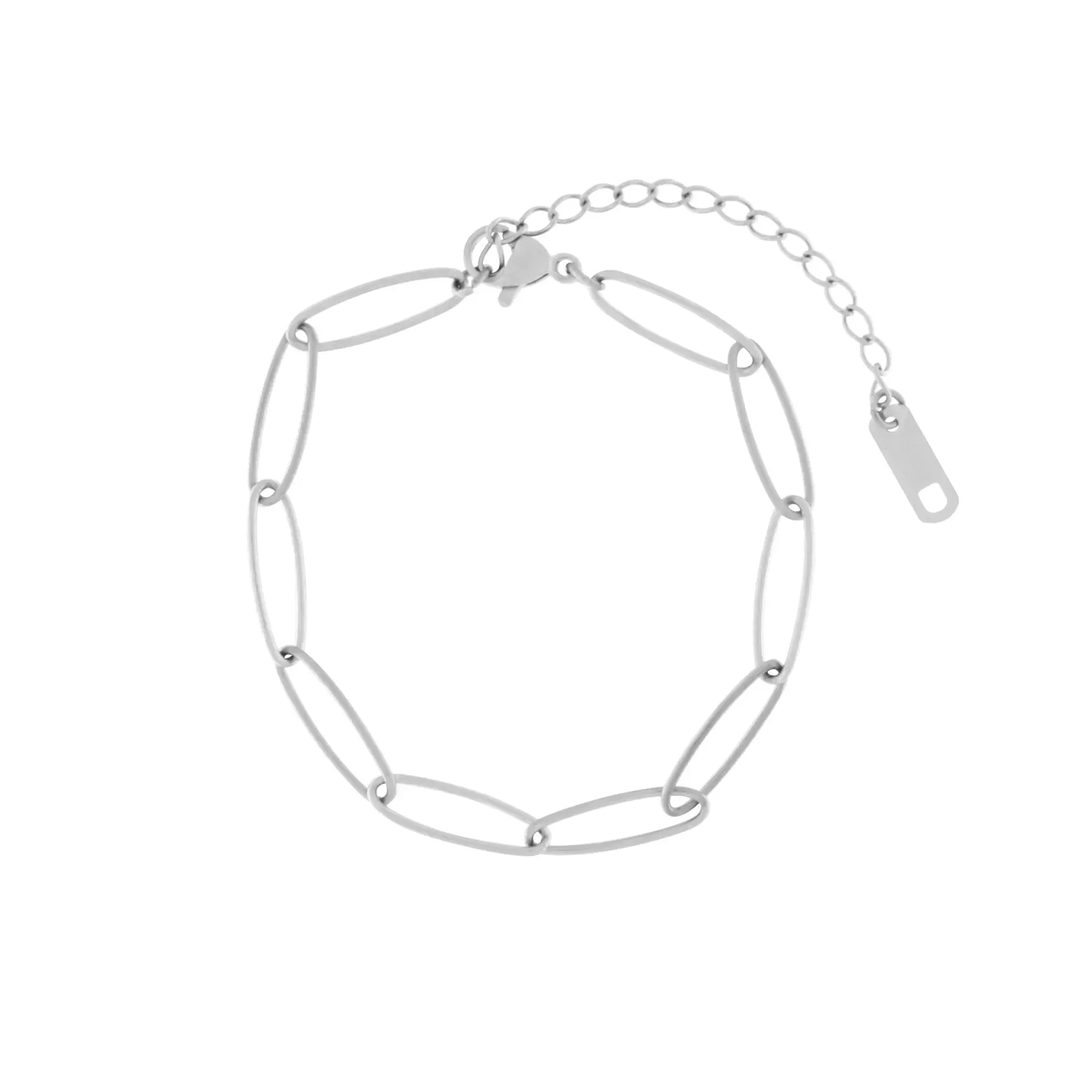 Passion Waterproof Oval Delicate Link Bracelet Silver Plating