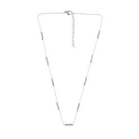 Passion Waterproof Short Square Mini Bead Necklace Silver Plating