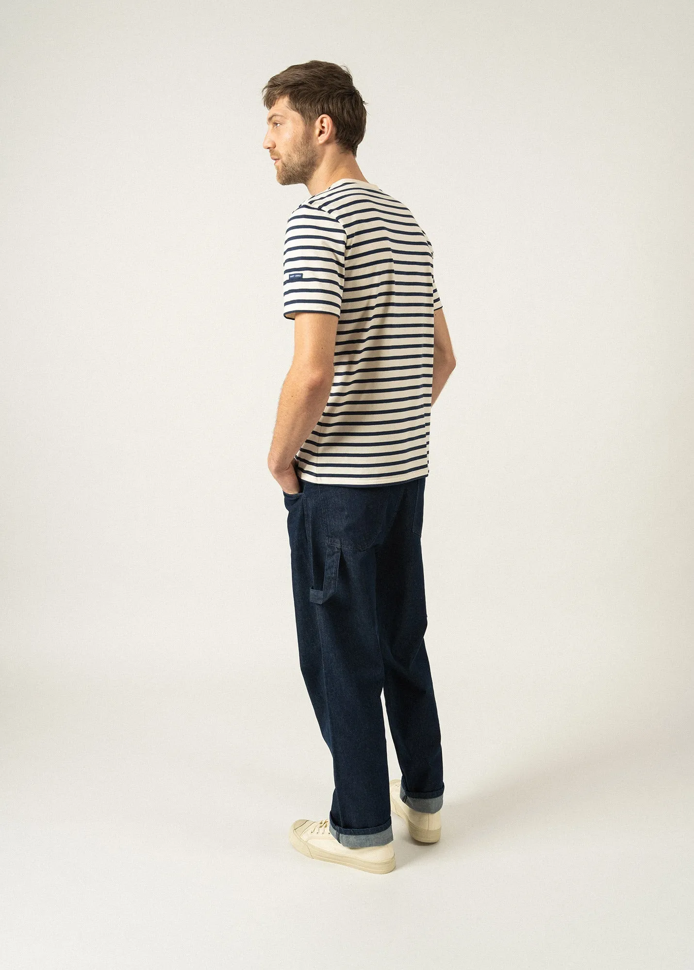 Plouider striped t-shirt - round neck, in cotton jersey (ECRU/MARINE)