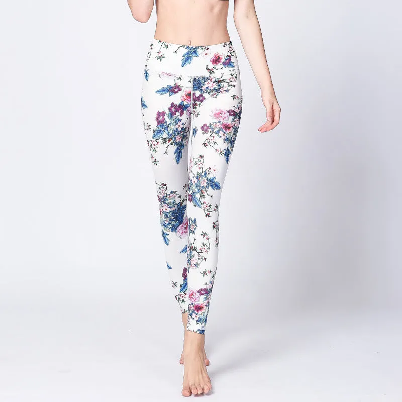 Printed sweatpants fitness pants yoga pants high stretch skinny legging trousers