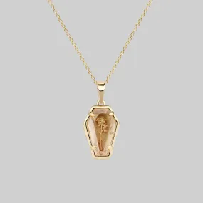 REBIRTH. Rose Under Glass Coffin Necklace - Gold