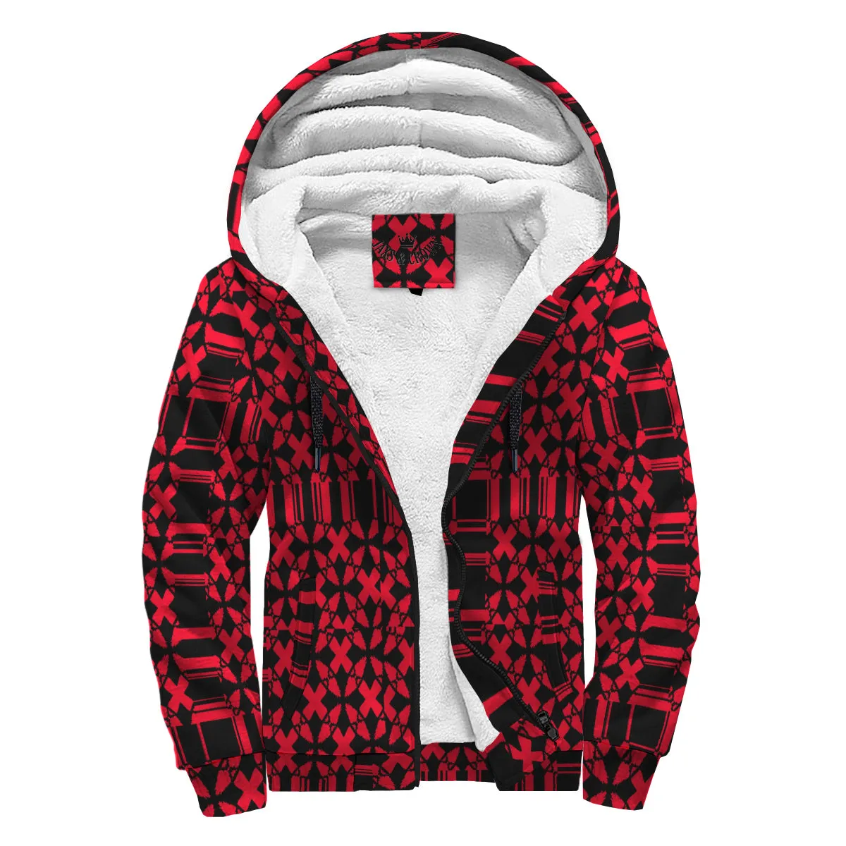 #red/black JAXS N CROWN Sherpa Hoodie red/blk