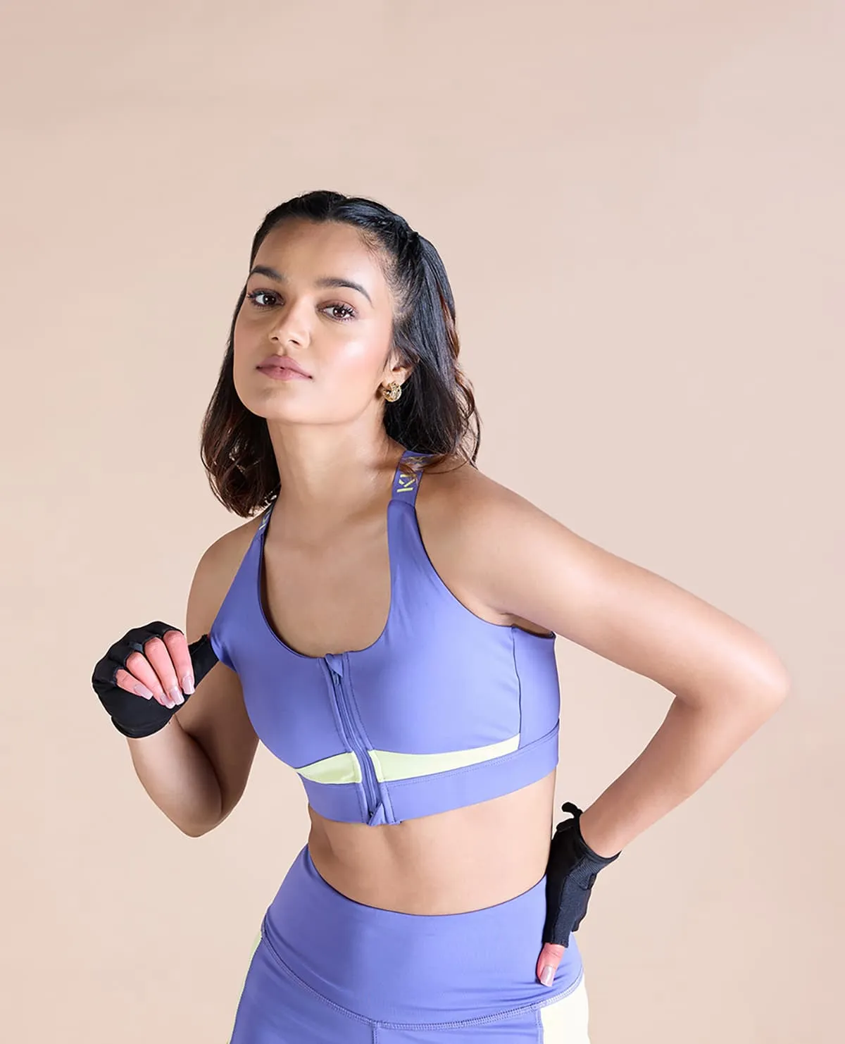 Second Skn Zip Sports Bra & Shorts - Purple