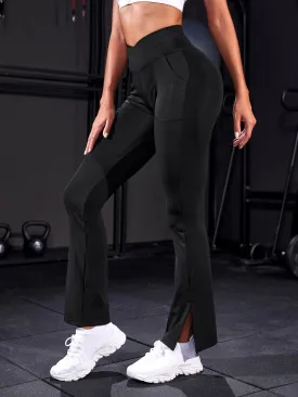 SHEIN Flare Leg Split Hem Sports Pants