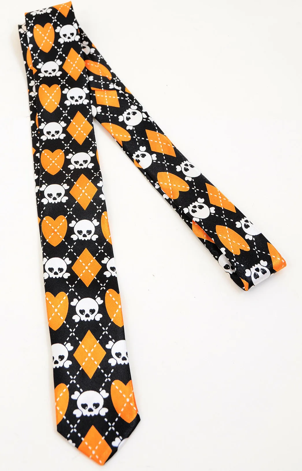 Silk Black Skull and Crossbones Skinny Tie