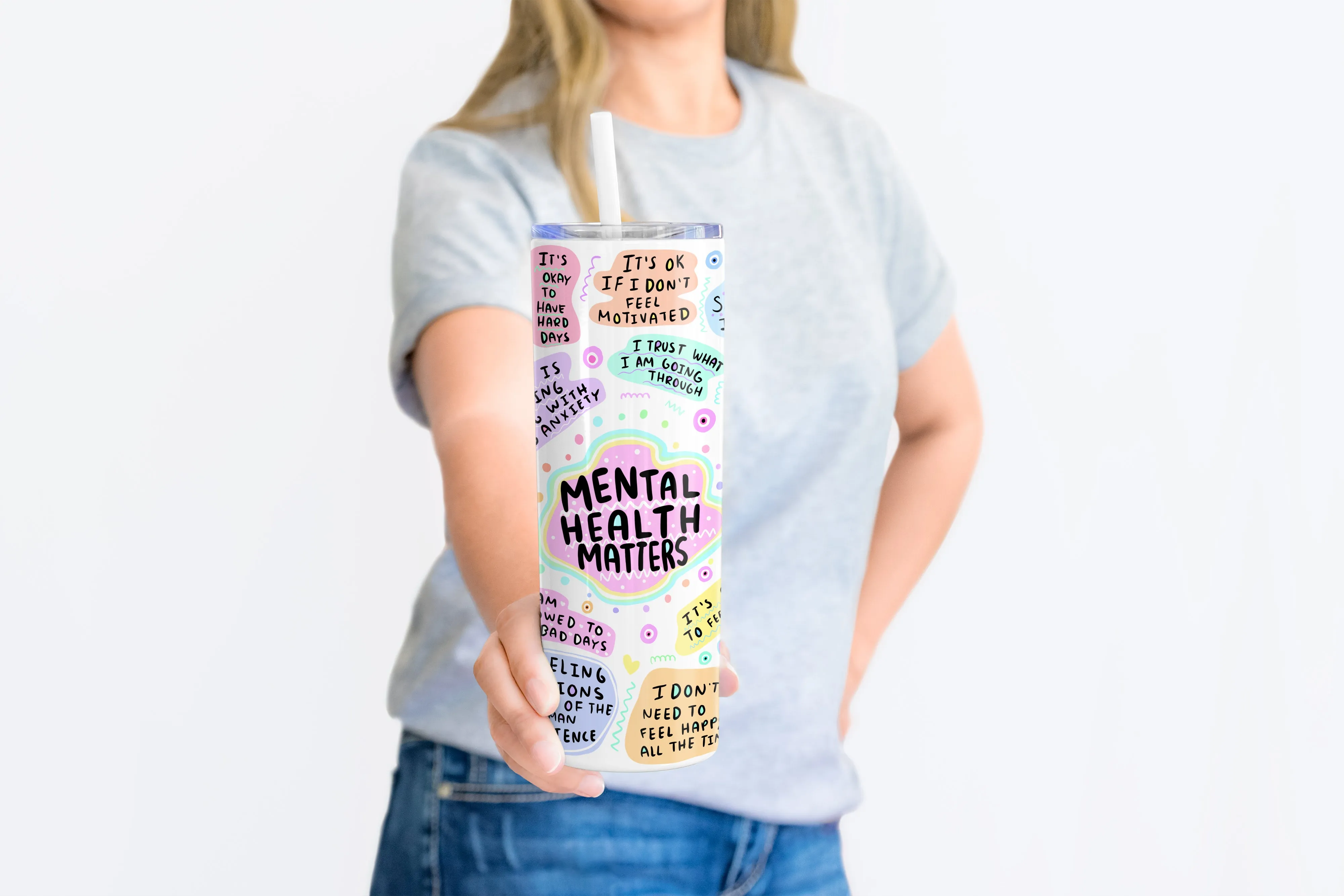 Skinny Tumbler | Mental Health Matters Daily Affirmations