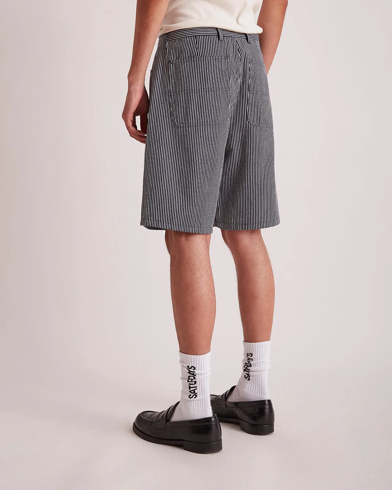 Striped Cotton Twill Carpenter Short