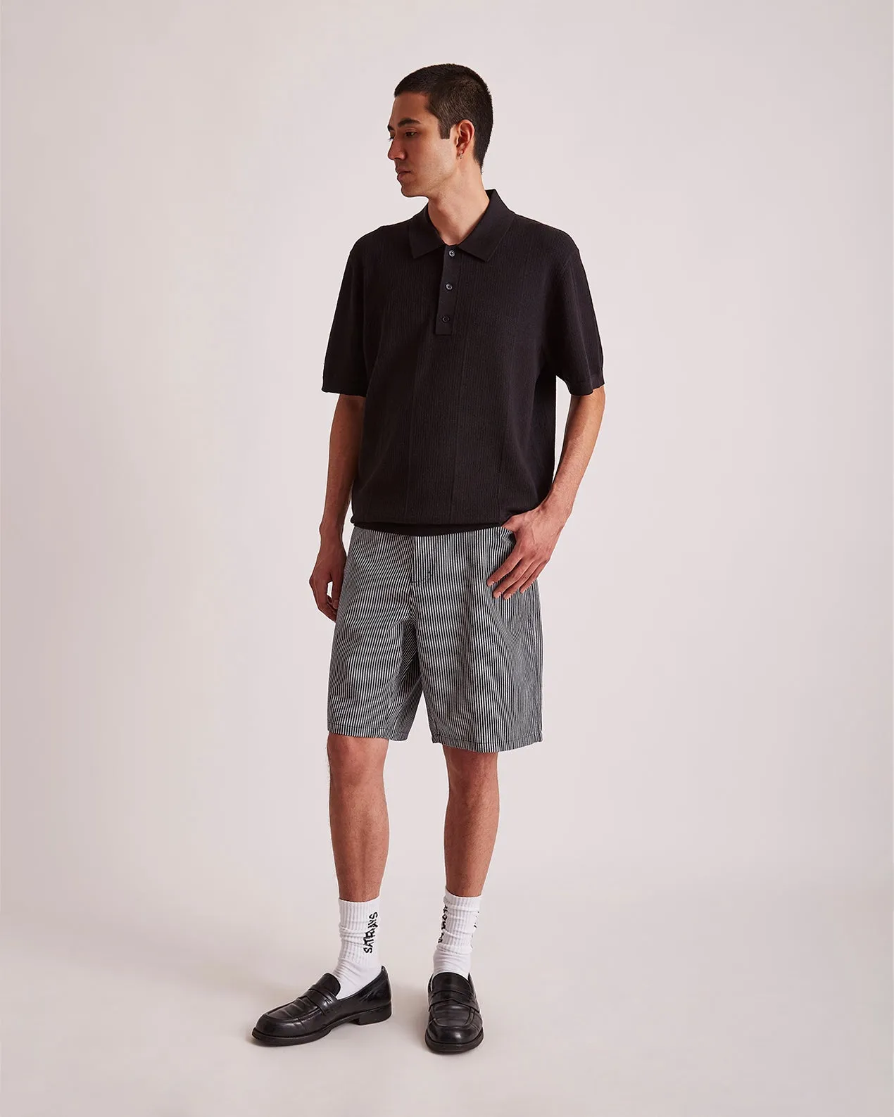 Striped Cotton Twill Carpenter Short