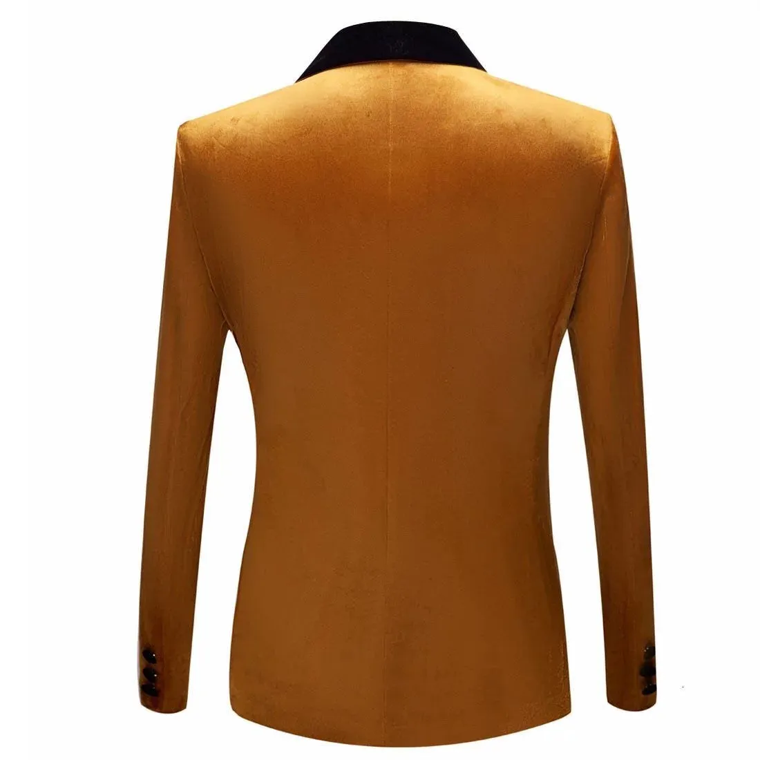 The Xavier Velvet Slim Fit Blazer Suit Jacket - Amber