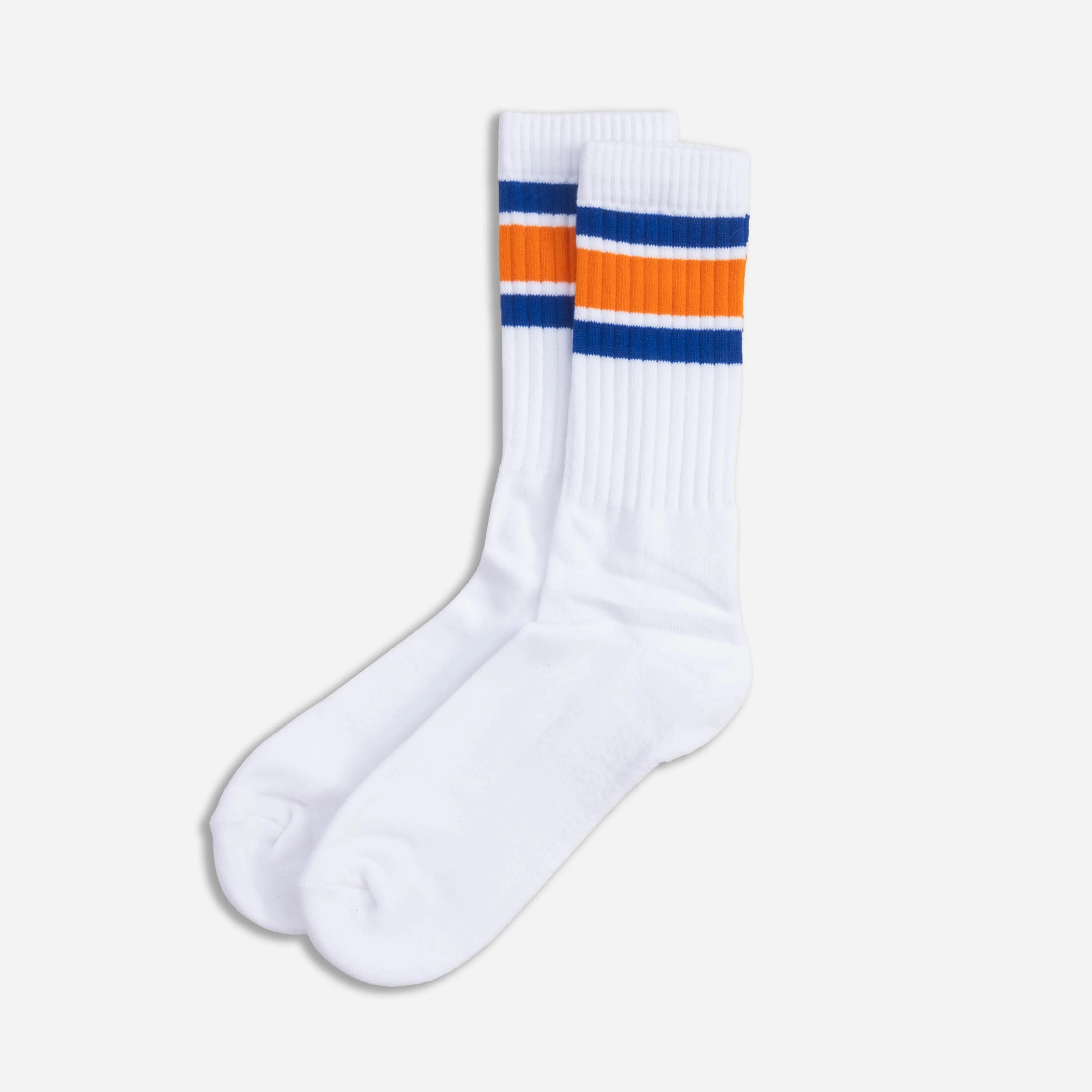 THICK SOLE CREW SOCK - WHITE/BLUE/ORANGE