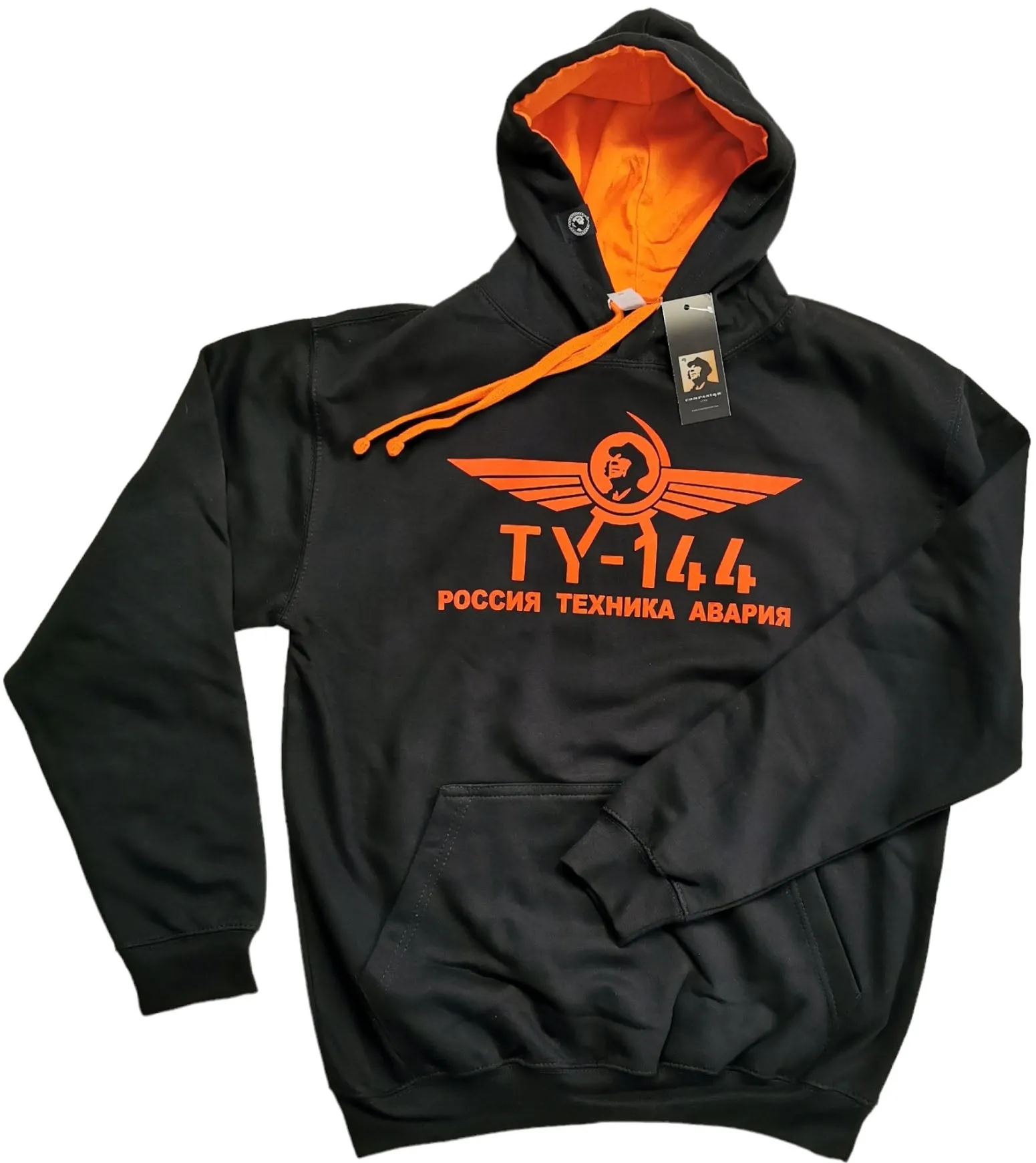 TU-144 ― Unisex Bi-color Hoodie - Schwarz / Orange