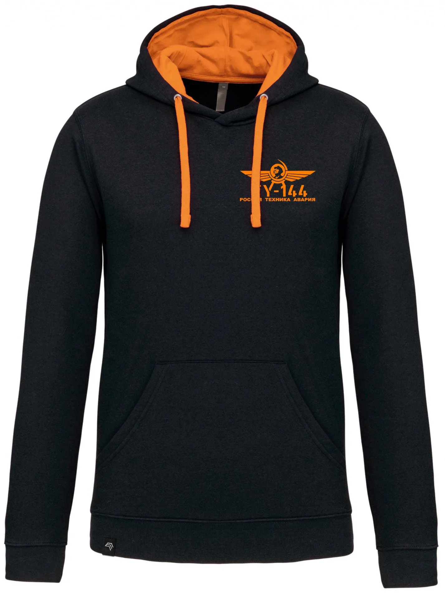 TU-144 ― Unisex Bi-color Hoodie - Schwarz / Orange