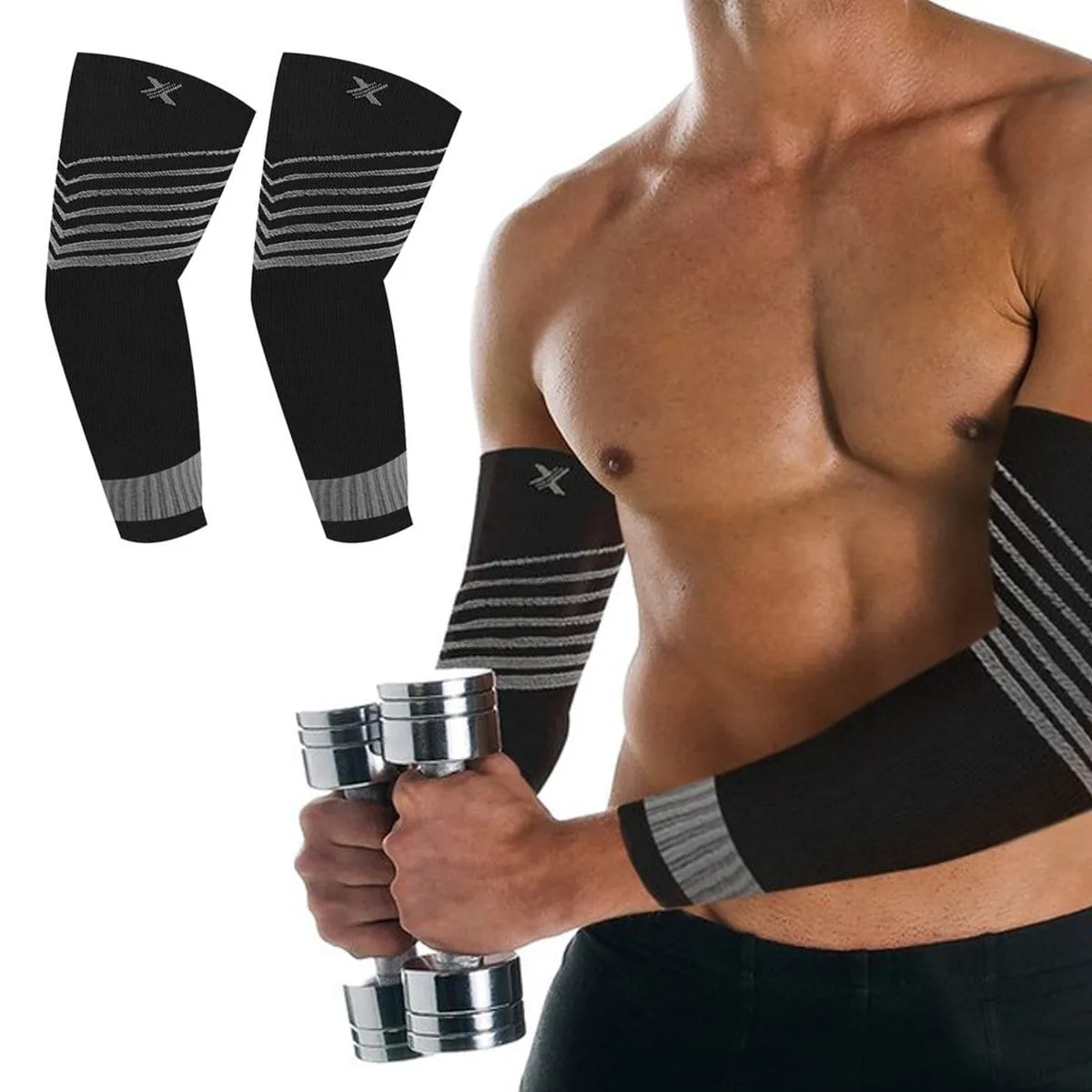 V-Striped Support Ankle Compression Pain Relief Recovery Sleeves (1-Pair)